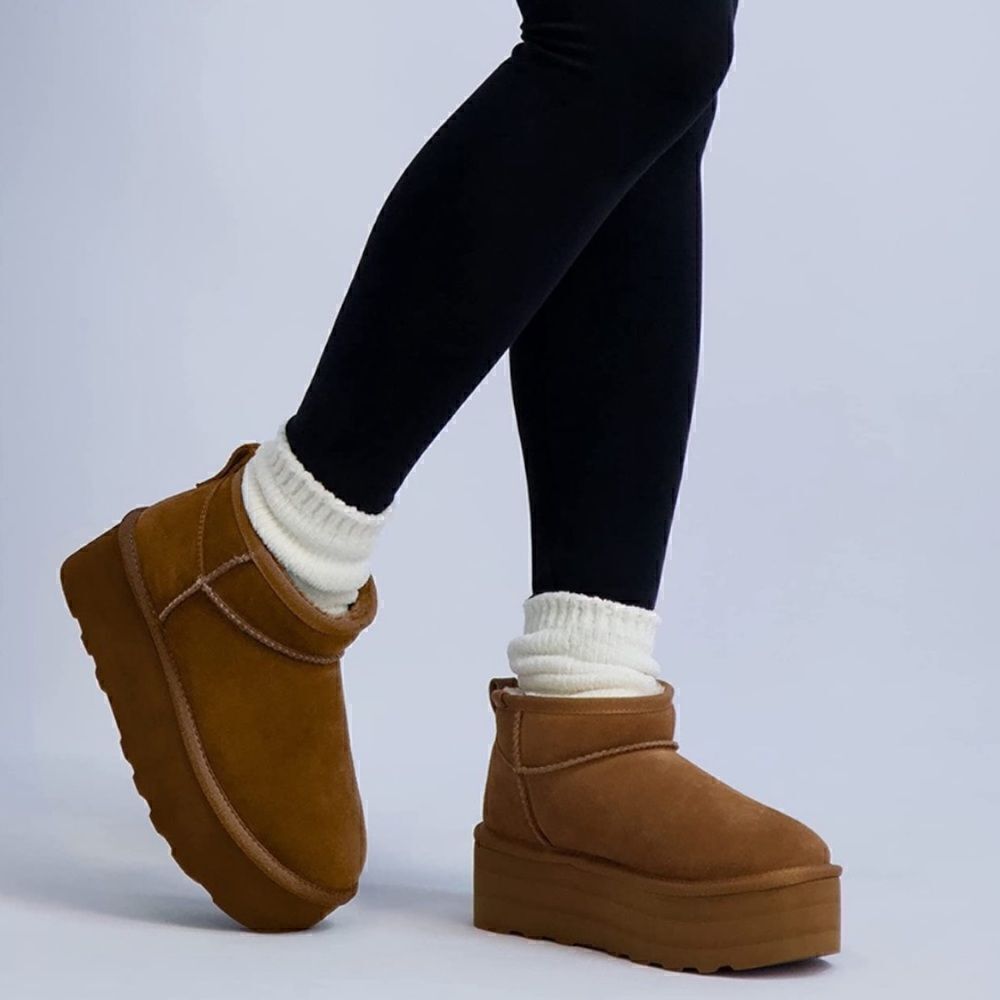 Platform Booties Suede Memory Foam - Picture 2 of 4